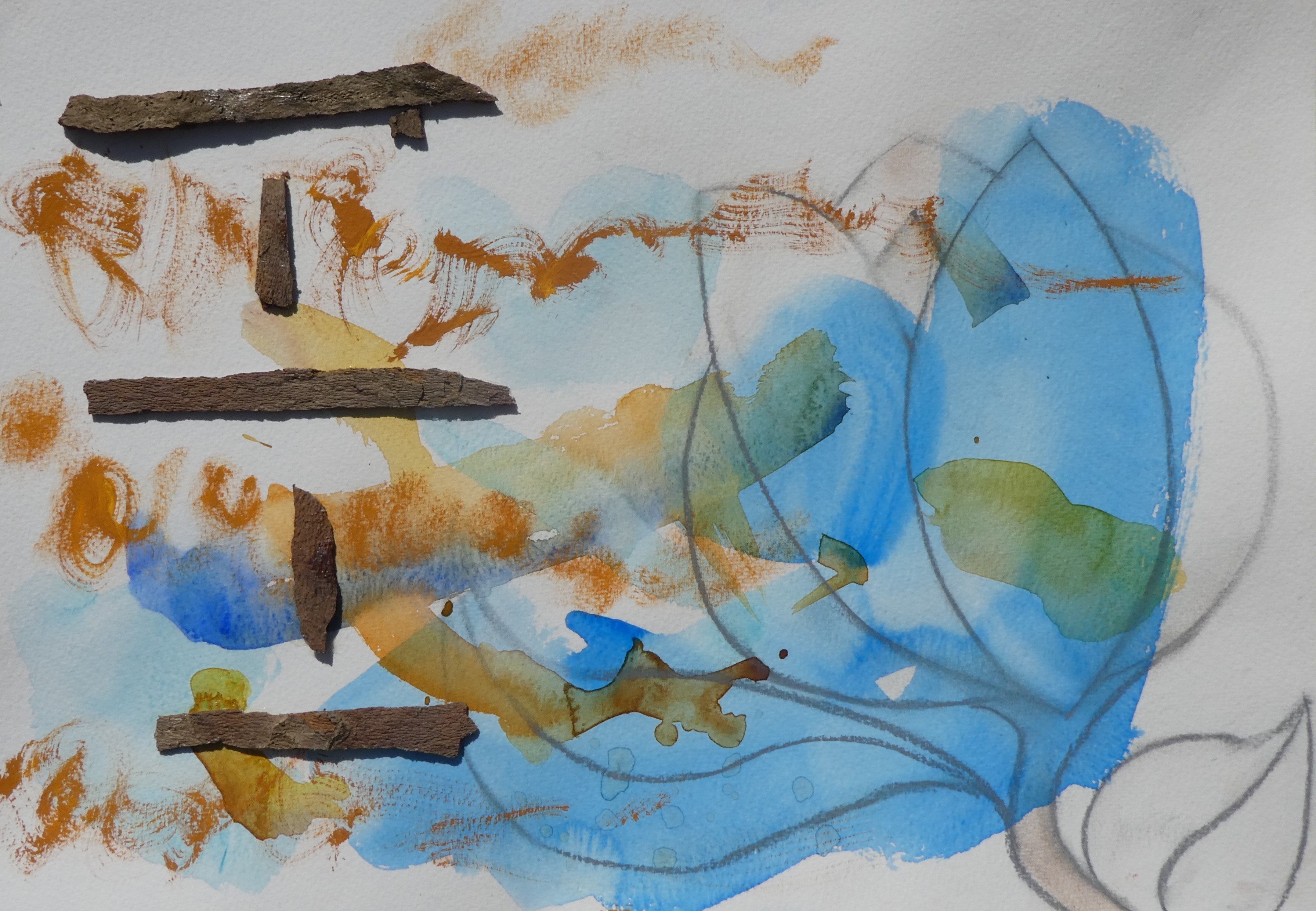 Bark, painting and tulip drawing VI